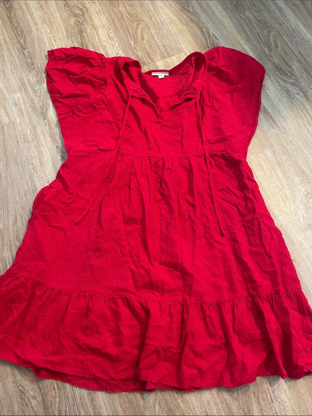 Knox Rose Red Short Sleeve Tiered Babydoll Dress